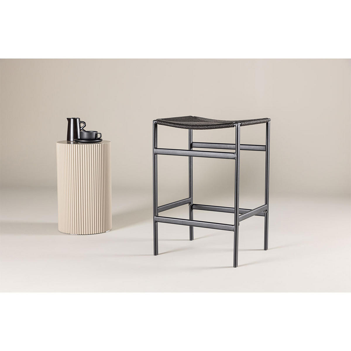 BARHOCKER, Polly, Stühle Schwarz, Metall, 45 x 40 x 66 cm - Schwarz, Textil/Metall (45/66/40cm) - ebuy24
