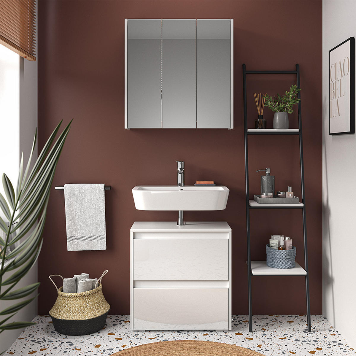 BADSPIEGELSCHRANK Majest Weiß 67.4 x 68 cm - Weiß, Holzwerkstoff (67.4/68/17cm) - Vicco
