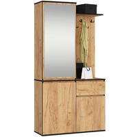 GARDEROBE Entro mit Spiegel, Eiche Craft, 95x183x35 cm - Eichefarben, Holzwerkstoff (95/183/35cm) - Akord