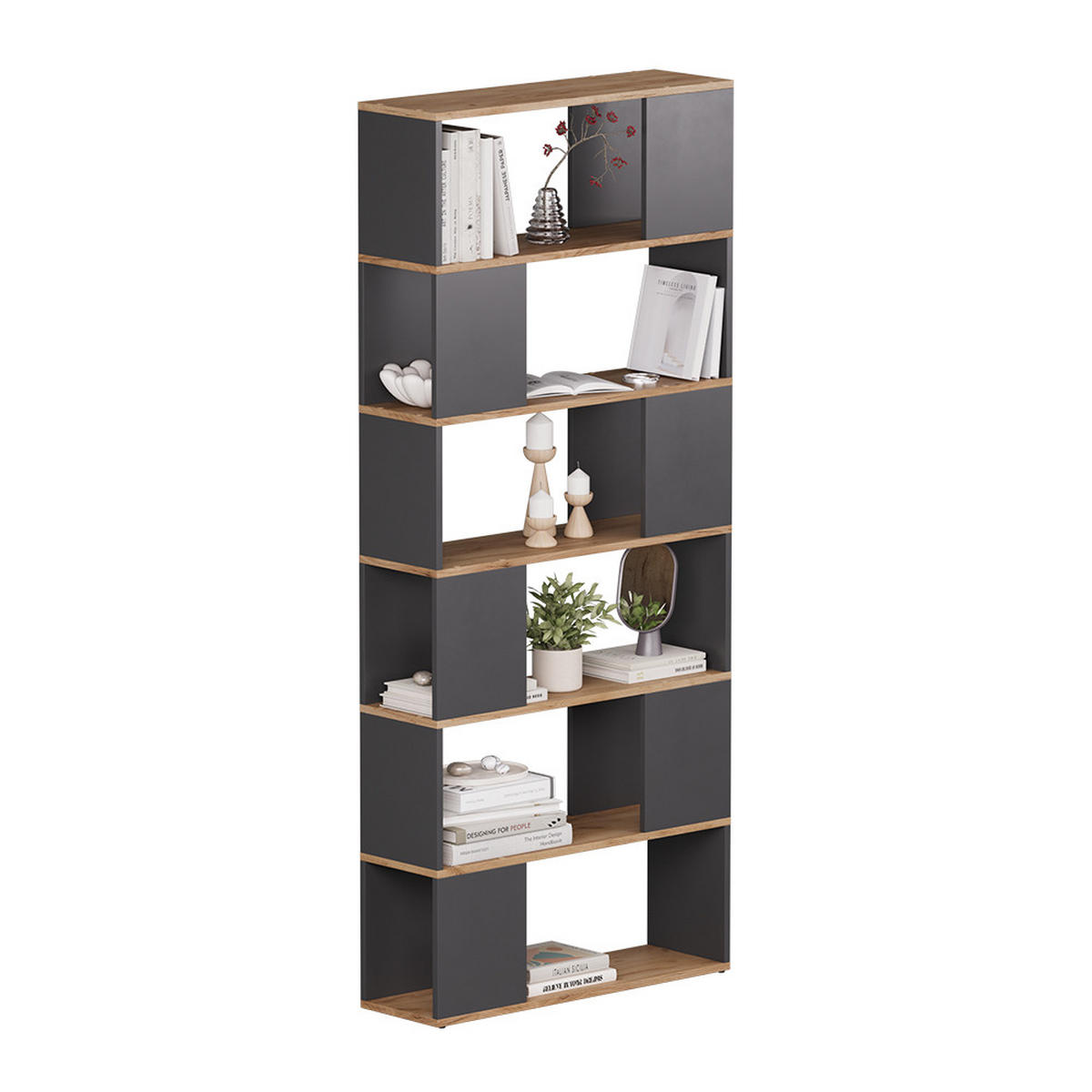 RAUMTEILER Eneos Anthrazit/Goldkraft Eiche 80 x 186 cm - Anthrazit/Eiche Wotan, Holzwerkstoff (80/186/24cm) - Vicco