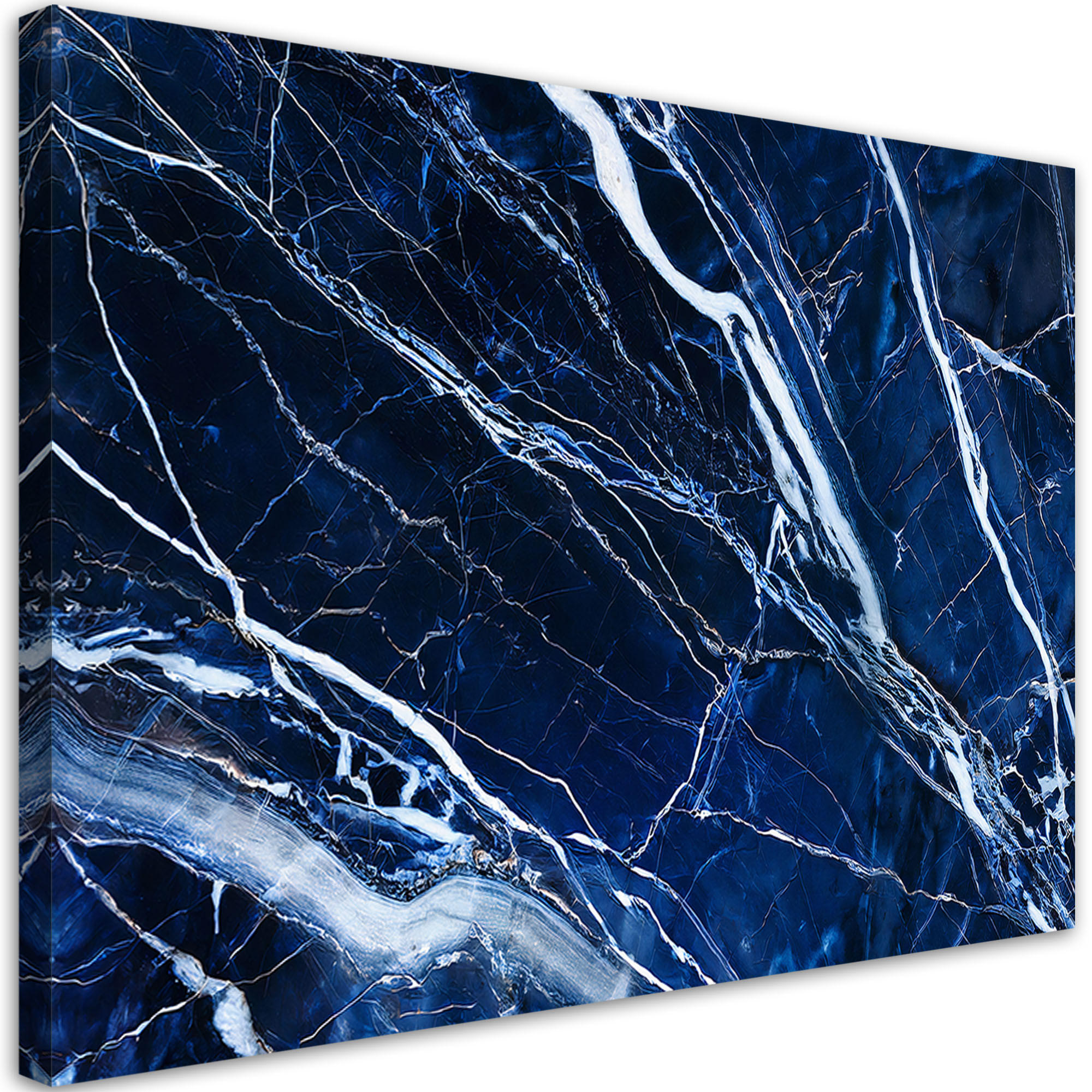 LEINWANDBILD Blaue weiße Marmorstruktur 120x80cm - Blau, Textil (120/80cm) - Feeby