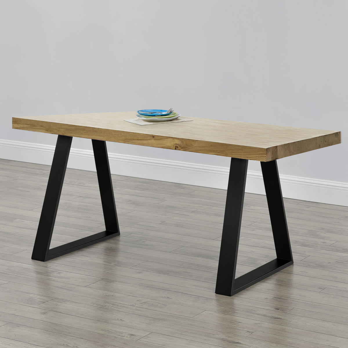 TISCHGESTELL-SET 2-TLG. Eschau - Schwarz, Metall (70/72/10cm) - [en.casa]