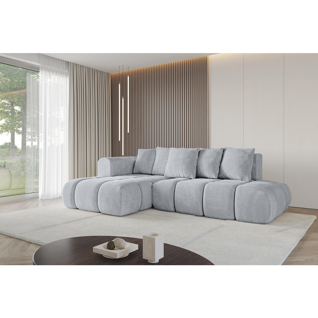 Thumbnail - Altdecor Ecksofa, Hellgrau, Textil, 4-Sitzer, L-Form, Ottomane links, 289x180 cm, Wohnzimmer, Sofas & Couches, Wohnlands...