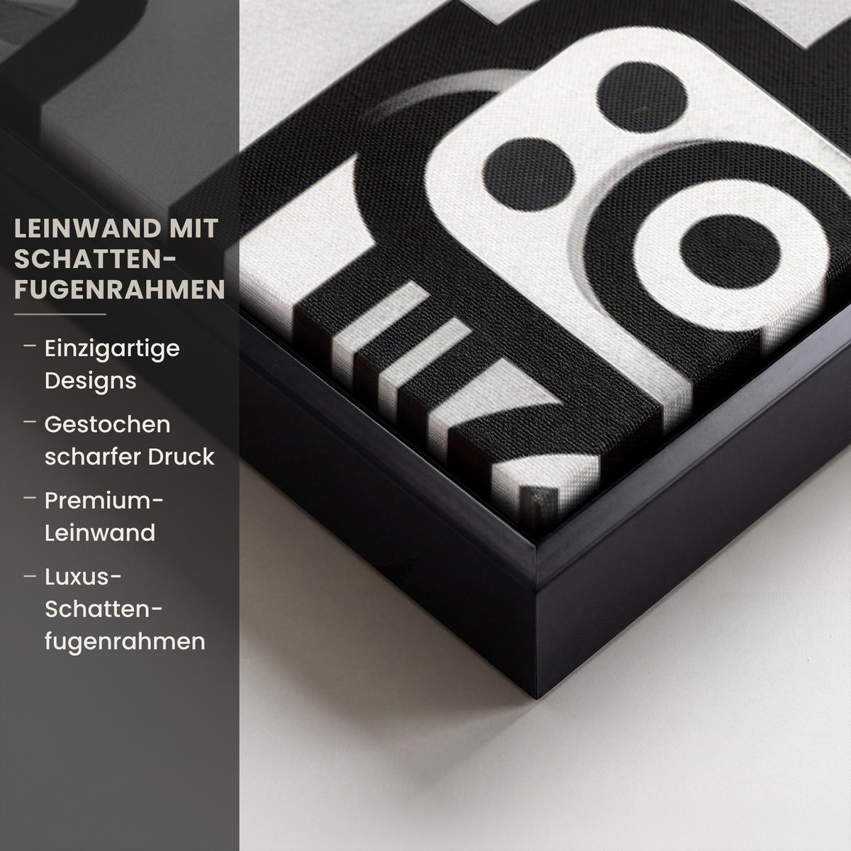 LEINWAND Bilder mit Rahmen - Symbole - Abstrakt - Grafik - Schwarz - 60x90 - Schwarz, Textil (60/90cm) - MuchoWow