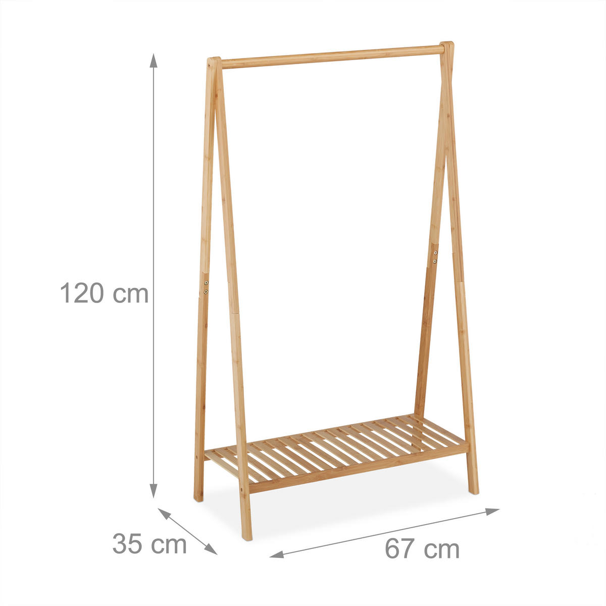 KLEIDERSTÄNDER - Hellbraun, Holz (67/120/35cm) - Relaxdays