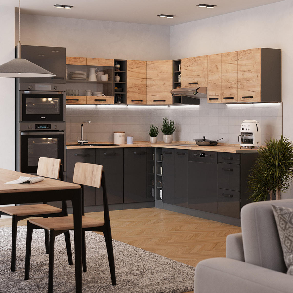 Honigeiche/Anthrazit, Holzwerkstoff (247/81.6/60cm) - Vicco