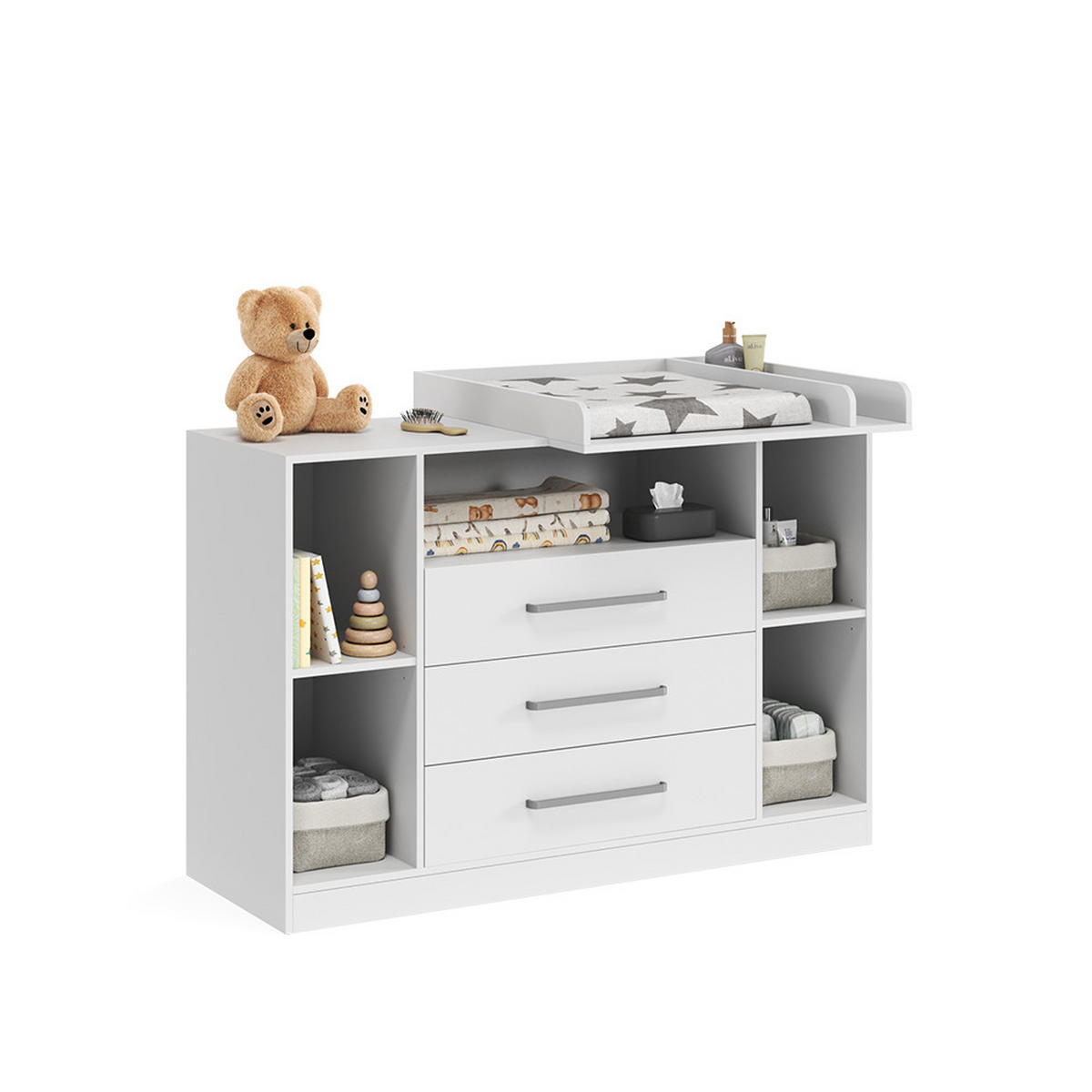 PREVIJALNA OMARA Olina, Bela, 138.3 x 93 cm - bela, leseni material (138.3/93/50cm) - Vicco