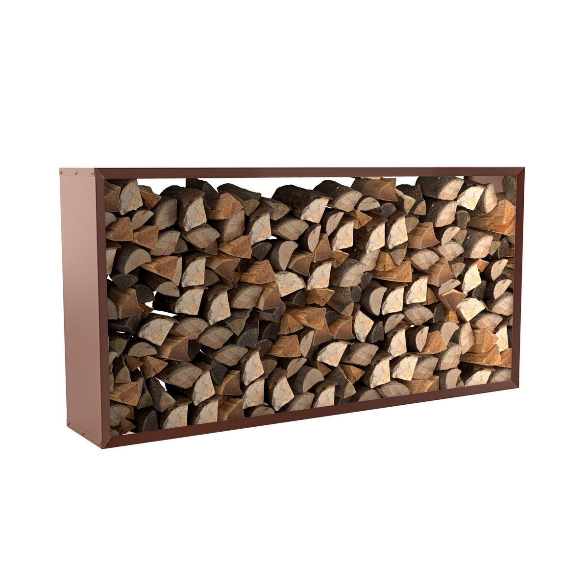 BRENNHOLZREGAL Wooker wide Kaminholzregal Holzlagersystem Braun 199 x 99 cm - Braun, Metall (199/99/99cm) - Alberts