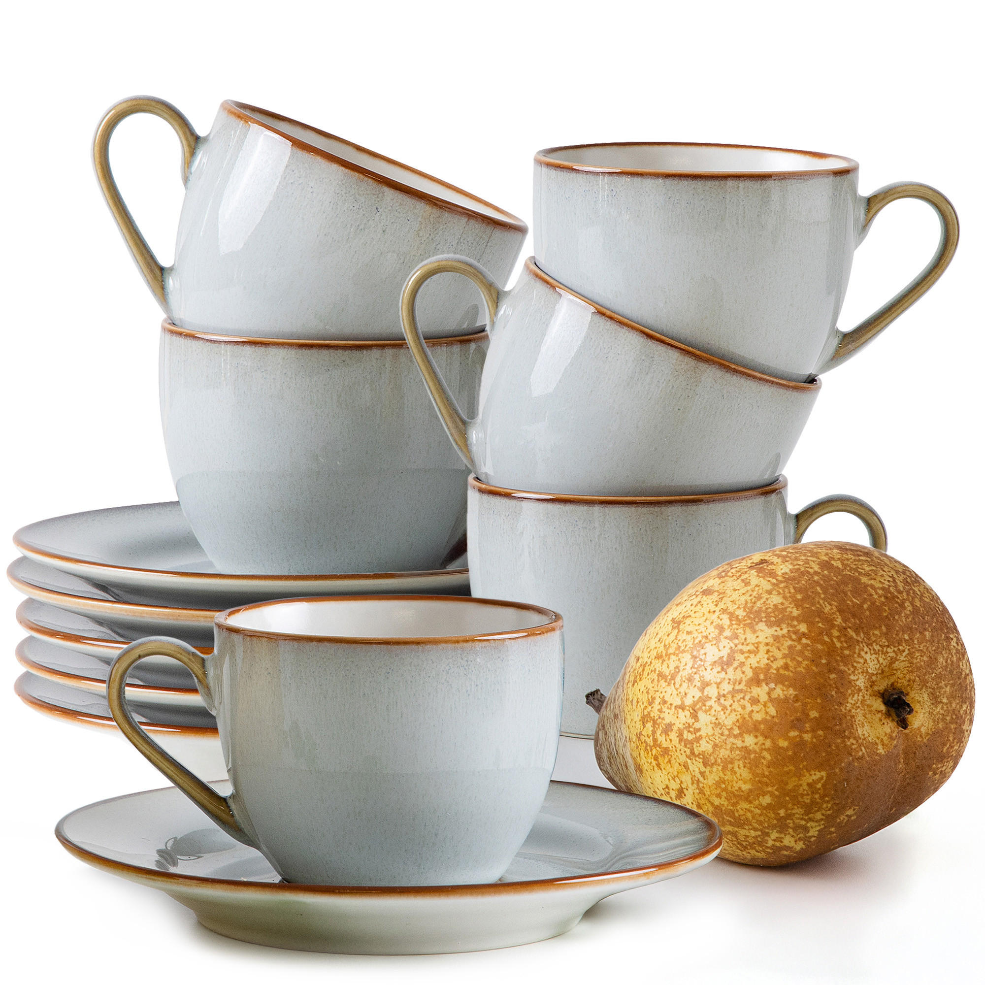 KAFFEESERVICE ESPRESSO 6 Personen PORTOFINO 12-tlg - Blaugrau, Keramik (9.5/6.5/9.5cm) - Ritzenhoff Breker