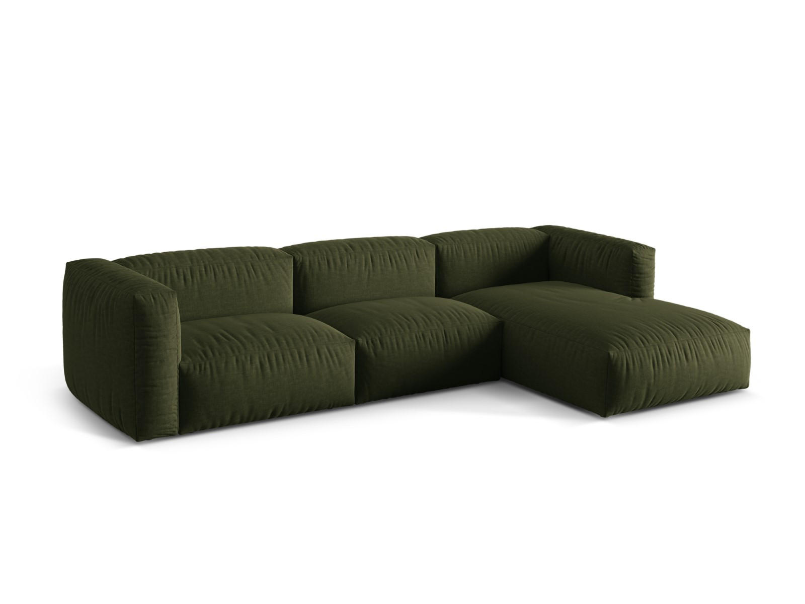 ECKSOFA modular rechts Martina aus strukturiertem Stoff grün 3 Sitzplätze - Grün, Textil (176/332cm) - Micadoni