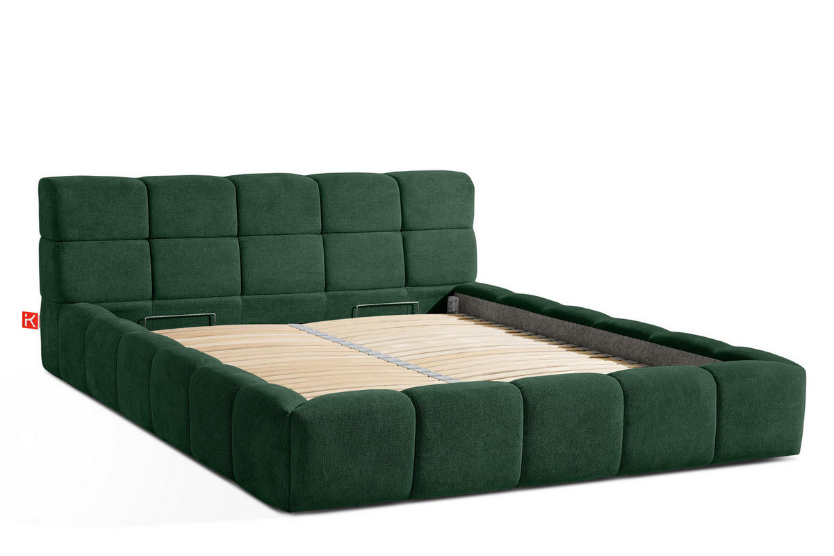 POLSTERBETT AERI 140/160/180/200 mit Rahmen und Bettkasten, dunkelgrün - Dunkelgrün, Holz/Holzwerkstoff (180/200cm) - KONSIMO®