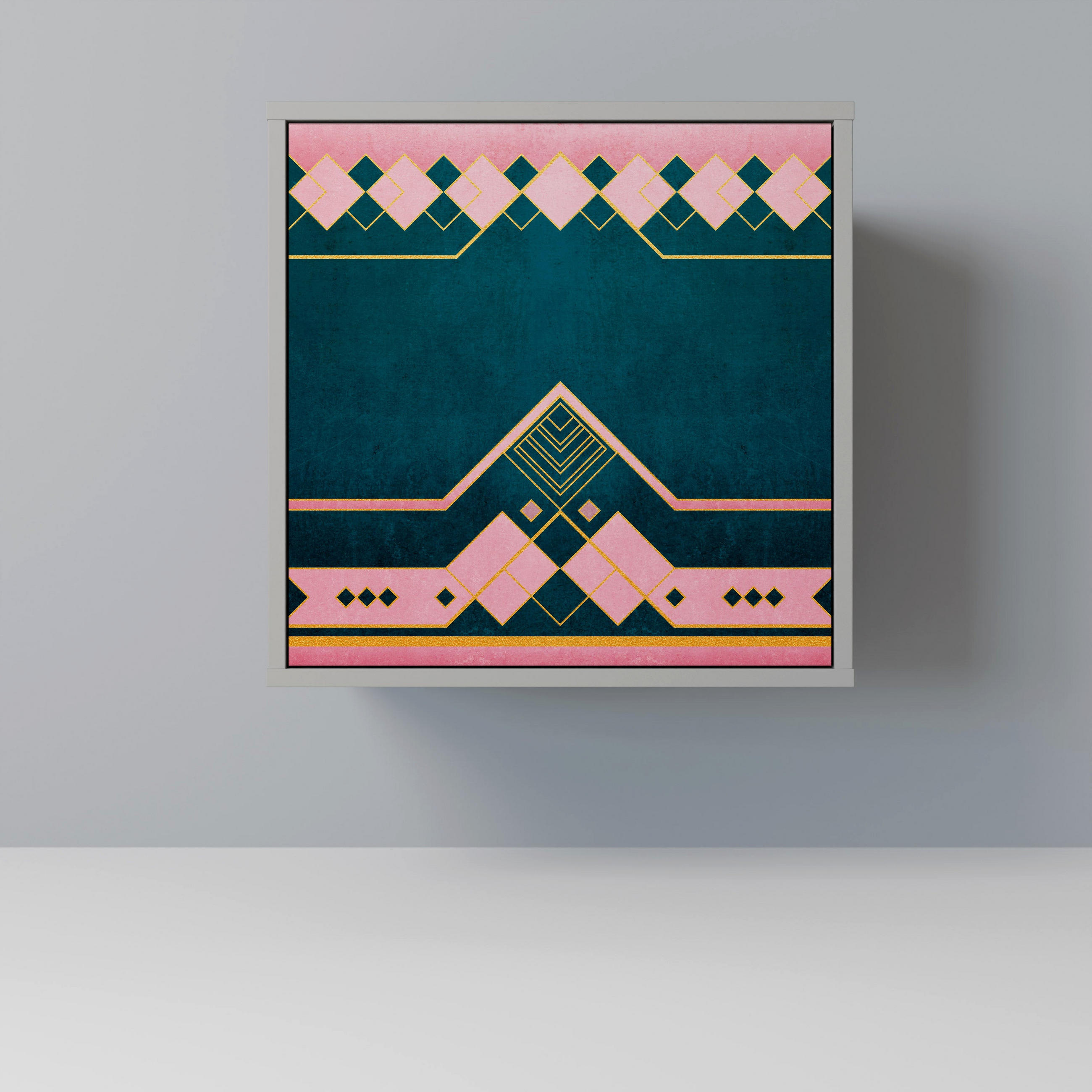 SIDEBOARD ROYAL COMPOSITION, Grau, 57,5x42x57,5 cm, Ohne Füße - Multicolor/Grau, Holzwerkstoff (57.5/57.5/42cm) - SpaceRebels