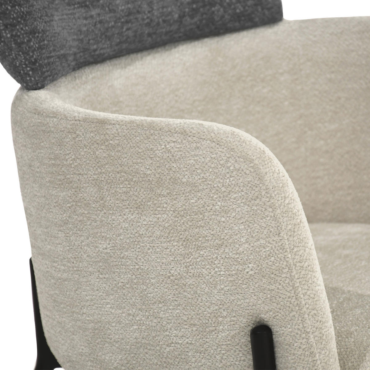 ARMLEHNENSTUHL Osmo mit Metallbeinen, Bouclé-Stoff, Dunkelbeige+Grau - Beige/Schwarz, Textil/Metall (60/85/57cm) - Beautysofa