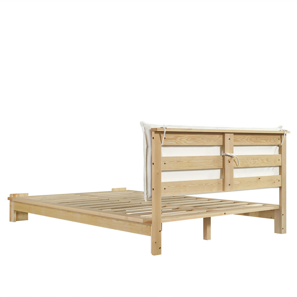 KINDERBETT 140/200 cm DE-02218, in Natur, mit gepolsterter Rückenlehne - Naturfarben, Holz (140/200cm) - ComfortXL