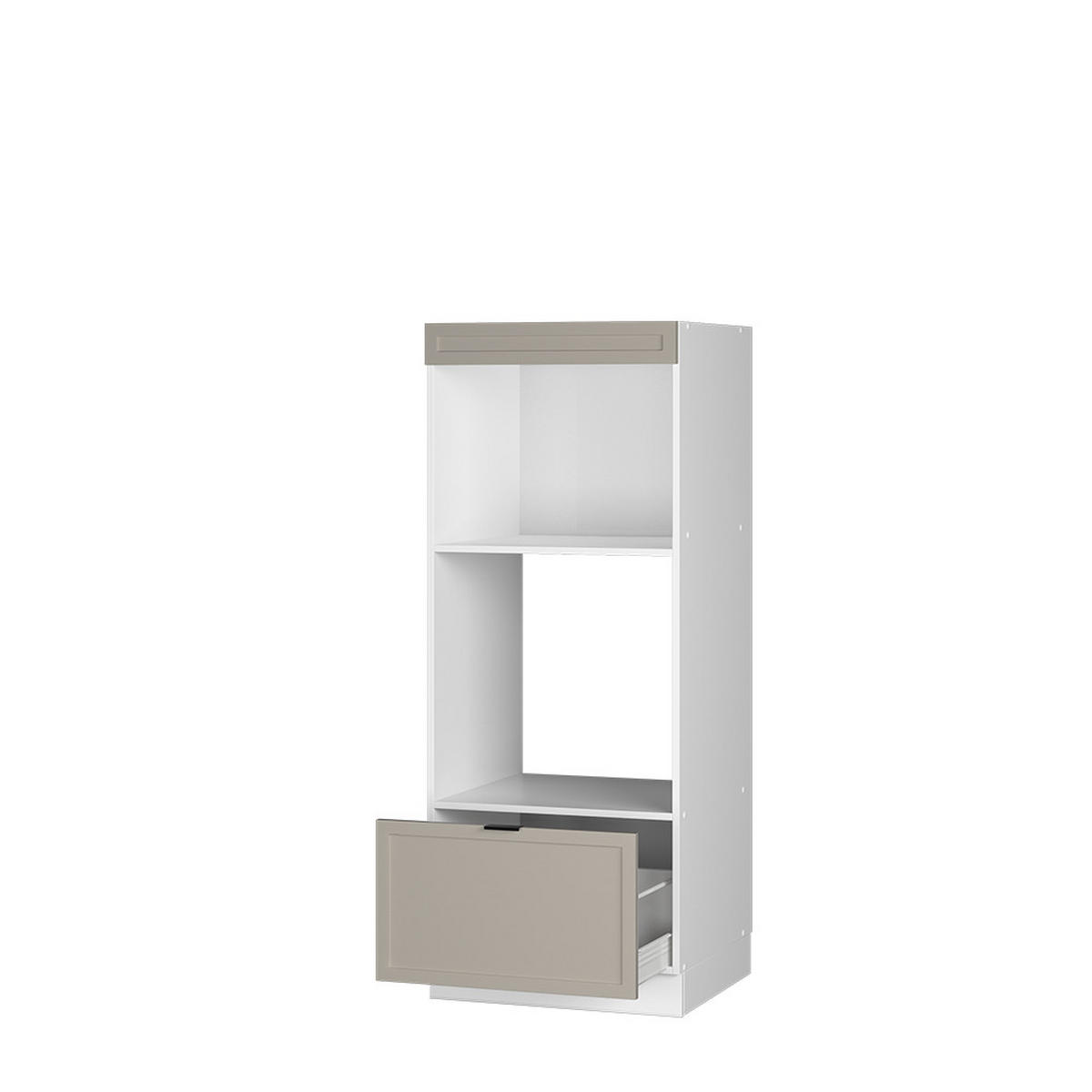 MIKROWELLENSCHRANK Fame-Line GrauBeige 60 cm offen - Weiß/Grau, Holzwerkstoff (60/153.6/58.1cm) - Vicco