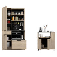 KÜCHENMÖBEL Fumay 1 in Eiche und Beton Optik 2teilig Küchenbuffet mit Beistellschrank - Braun, Holzwerkstoff (80/200/120cm)