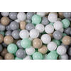 BÄLLE für Bällebad, Spielbälle, Plastikbälle für Kinder Set 50 pcs.: Mint/Beige/Grau/Weiß - Weiß Hochglanz, Textil (7/7/7cm) - MeowBaby
