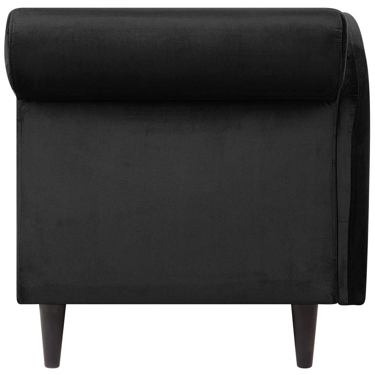 CHAISELONGUE Samtstoff schwarz rechtsseitig Luiro - Dunkelbraun/Schwarz, Textil (160/77/70cm) - Beliani