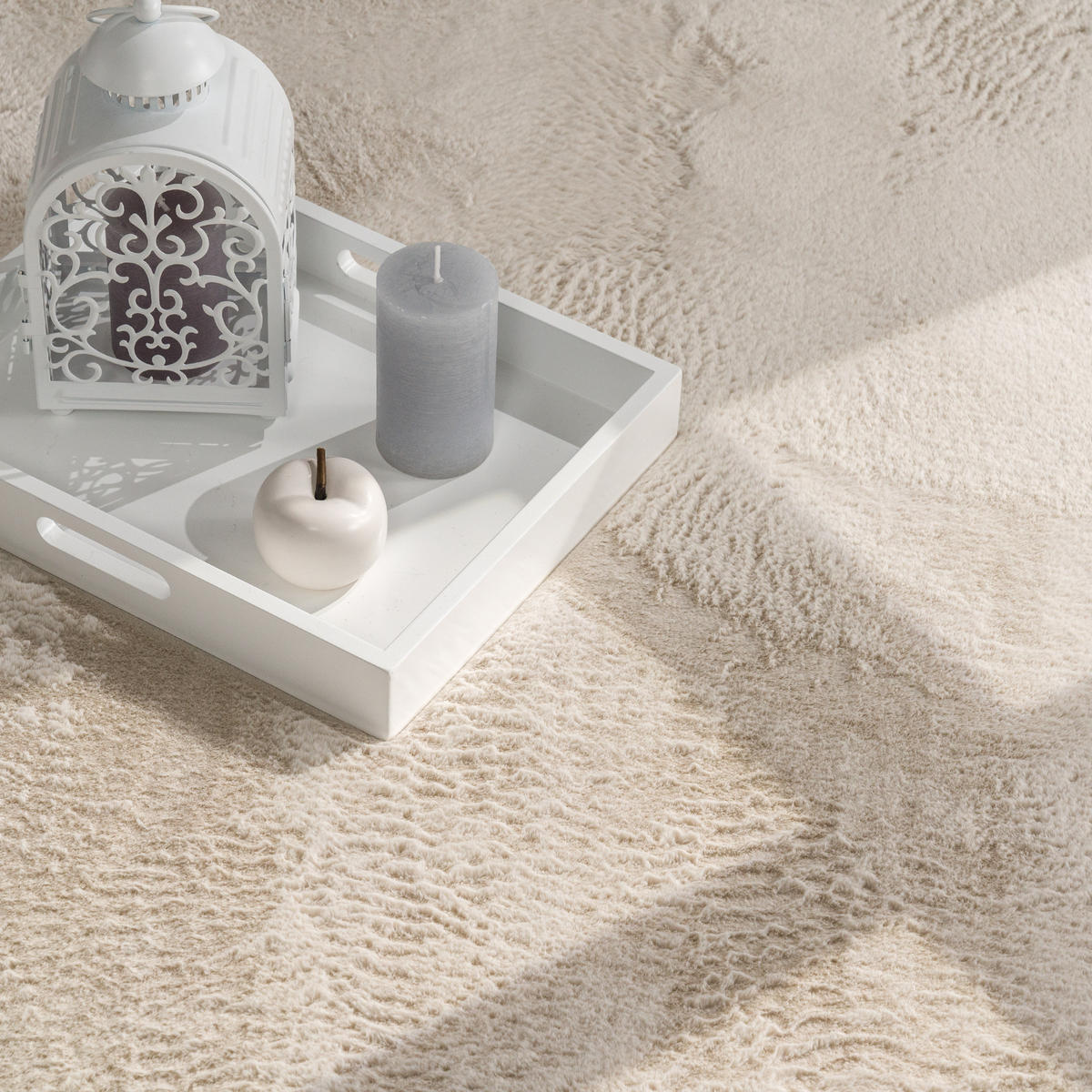 HOCHFLORTEPPICH 80/80 cm Soft 380 - Creme, Textil (80/80cm) - Paco Home