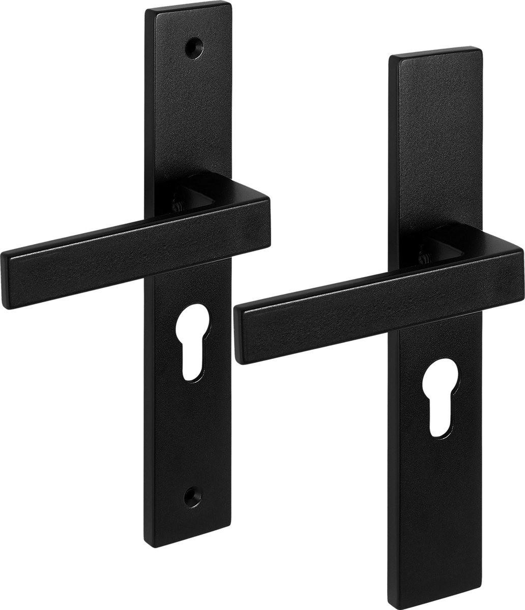 TÜRGRIFF Matt Schwarz auf Schild Profilzylinder 72 mm - Schwarz, Metall (40/5.5/23cm) - MCBOSON