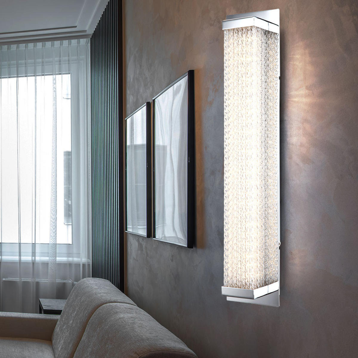 LED WANDLEUCHTE Adriana Chrom Silber - Silberfarben, Glas (10/47.5/8.1cm) - Globo Lighting