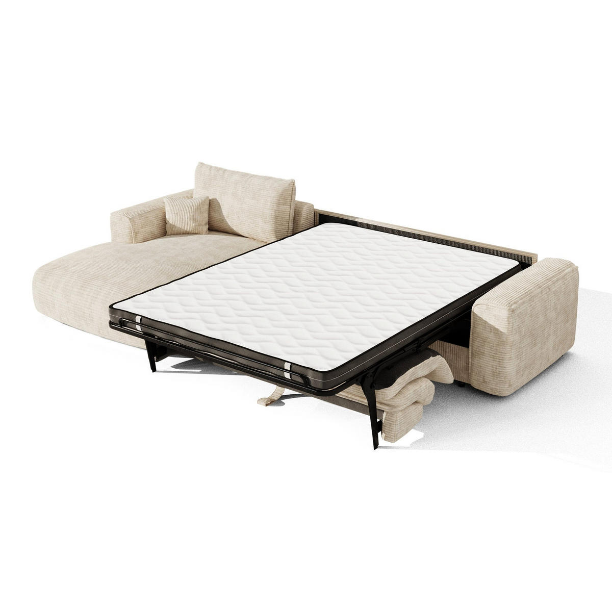 SCHLAFSOFA Express COMO Cord Beige 300cm - Beige, Textil (300/165cm) - Premium Interiors