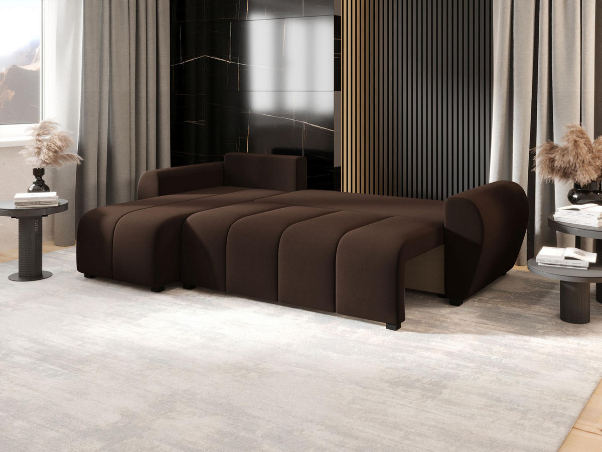 ECKSOFA MOLISA L Cosmic 800 Rechts mit Schlaffunktion - Braun, Textil (245/145cm) - Bedante