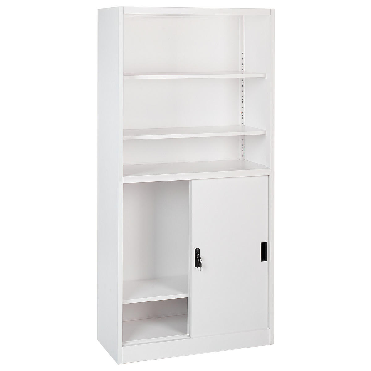 BÜROSCHRANK Metall Weiß Muscovite - Schwarz/Weiß, Metall (90/185/40cm) - Beliani