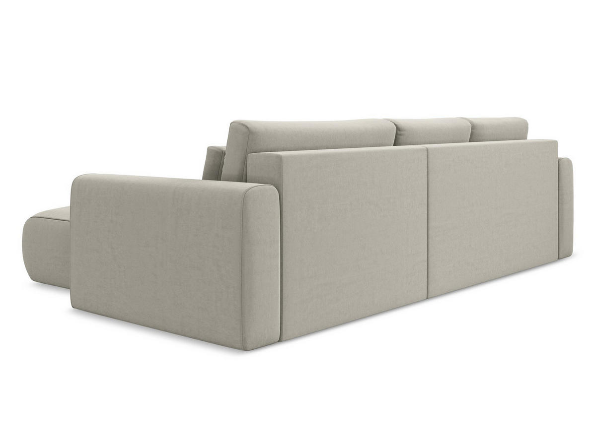 ECKSOFA mit Schlaffunktion Samt Stoff Creme - Perlmutt/Creme, Kunststoff/Textil (278/149cm) - Makamii