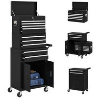 WERKZEUGKISTE 3-IN-1 DE-10558 9 Schubladen mit Rollen Schwarz - Schwarz, Metall (33/133/69.5cm) - ComfortXL