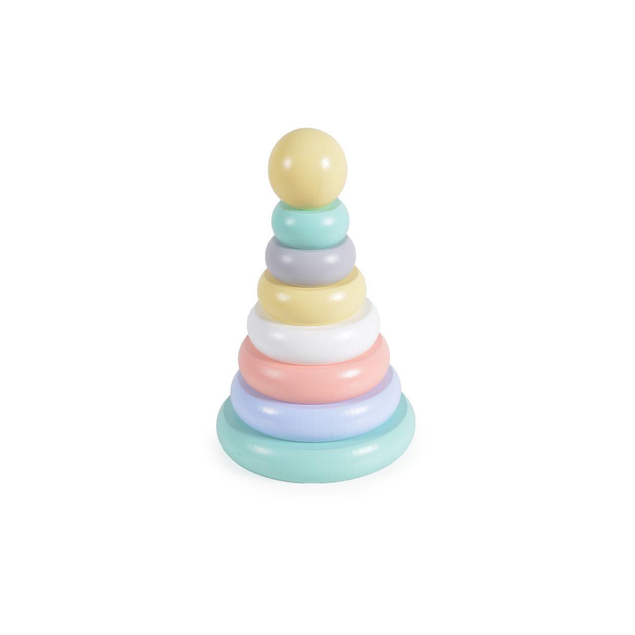 BABYSPIELZEUG Stapelringe 2542 bunt 8 Teile, Holz, Stapelpyramide, Stapelspaß, Ringe, ab 18 Monaten - Multicolor, Holz (15/15cm) - Moni