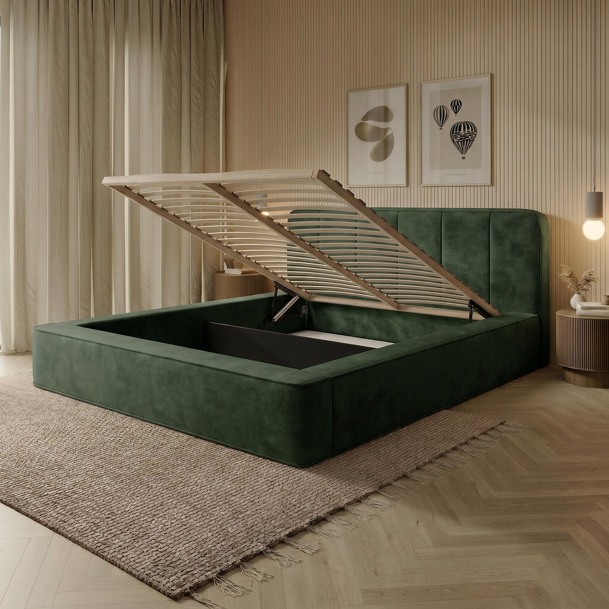 POLSTERBETT BEJO 160x200 cm, Grün - Grün, Textil (200/160cm) - Fedve