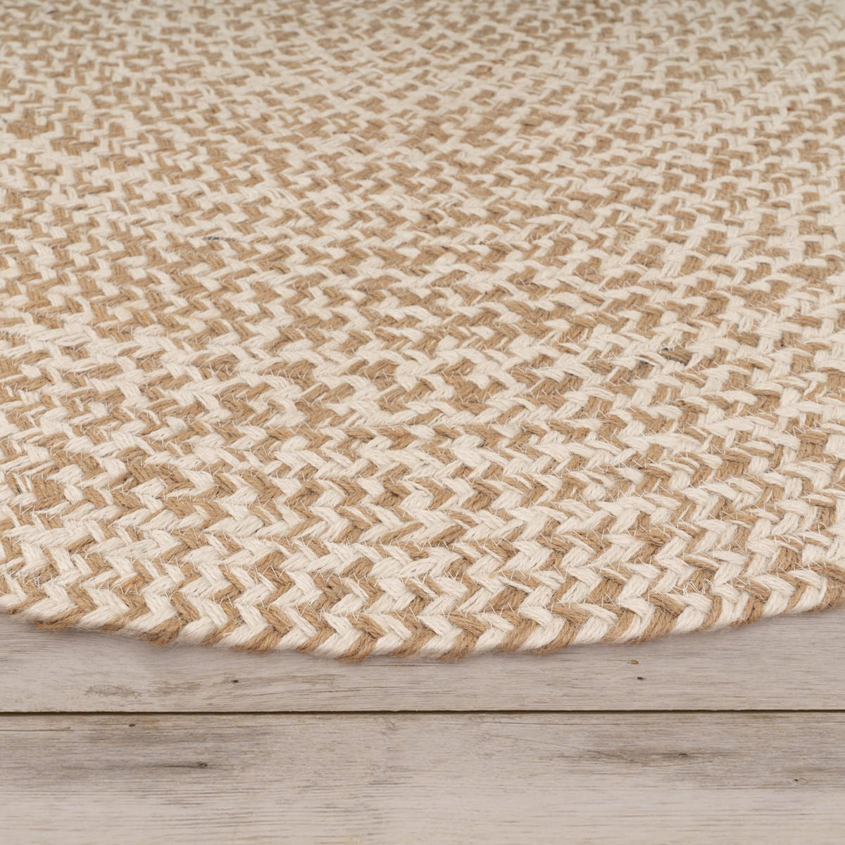 BAUMWOLLTEPPICH Boho wendbar schmutzabweisend Beige Rund 120D - Beige, Textil (120/120cm) - KADIMA DESIGN