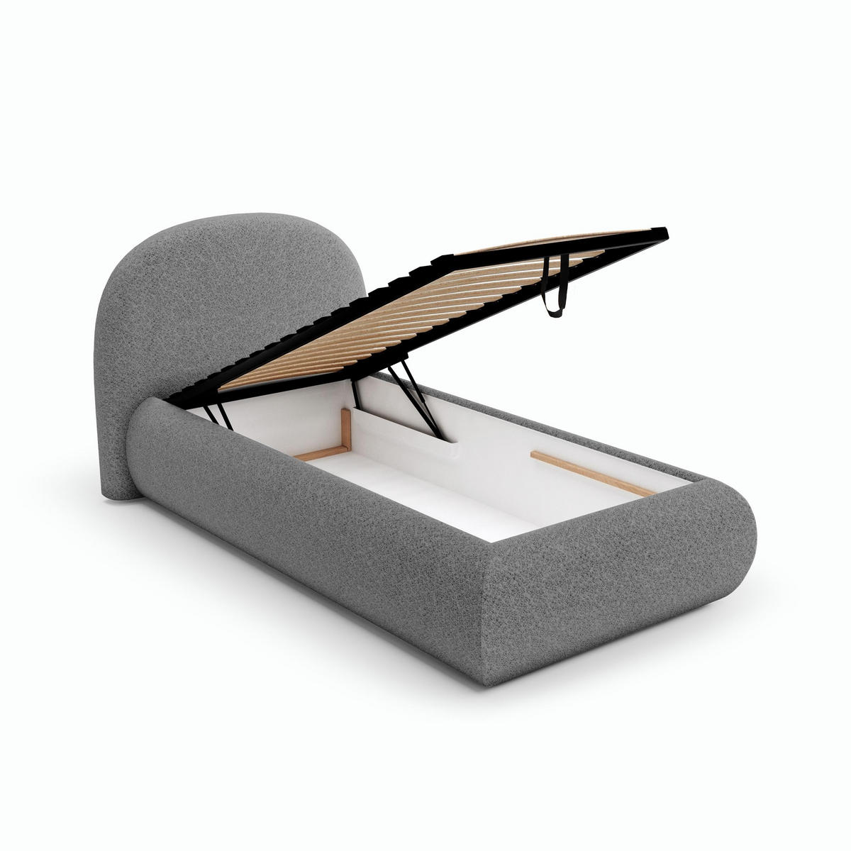 POLSTERBETT Motti 90x200, Einzelbett mit Bettkasten, ohne Matratze, Dunkelgrau - Dunkelgrau, Holzwerkstoff (90/200cm) - Beautysofa