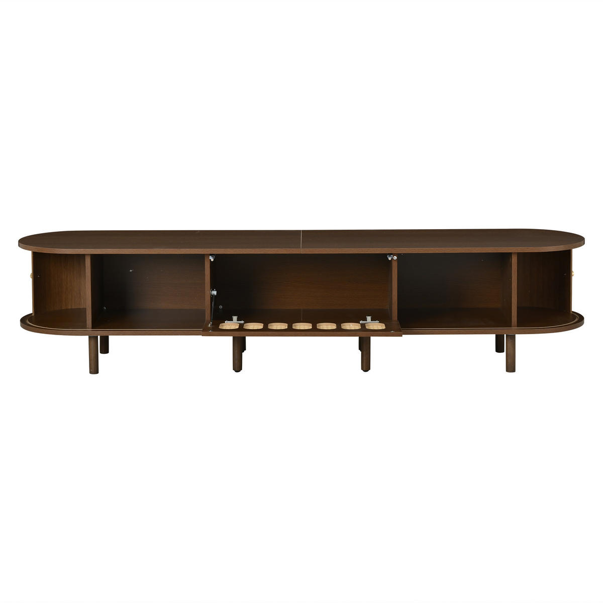TV-SCHRANK 180/40/40 cm Nussbaum Rattan mit 1 Klapptür und 2 Rolltüren - Nussbaumfarben, Holzwerkstoff (180/40/40cm) - Oxeza
