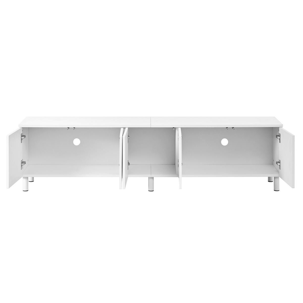 LOWBOARD Weiß 180/38/45 cm, 5 Türen, Metallfüße, Bogen-Design - Weiß, Holzwerkstoff (180/45/38cm) - PANGIVO