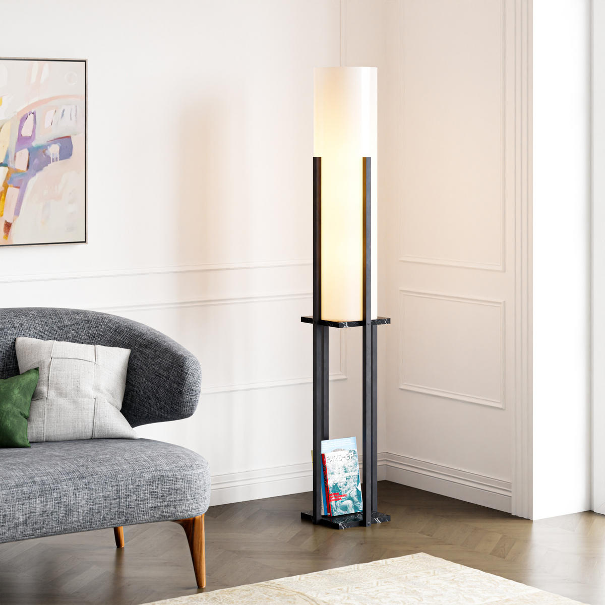 STEHLEUCHTE Gisborne - Schwarz, Holzwerkstoff (25/25/146cm) - lux.pro