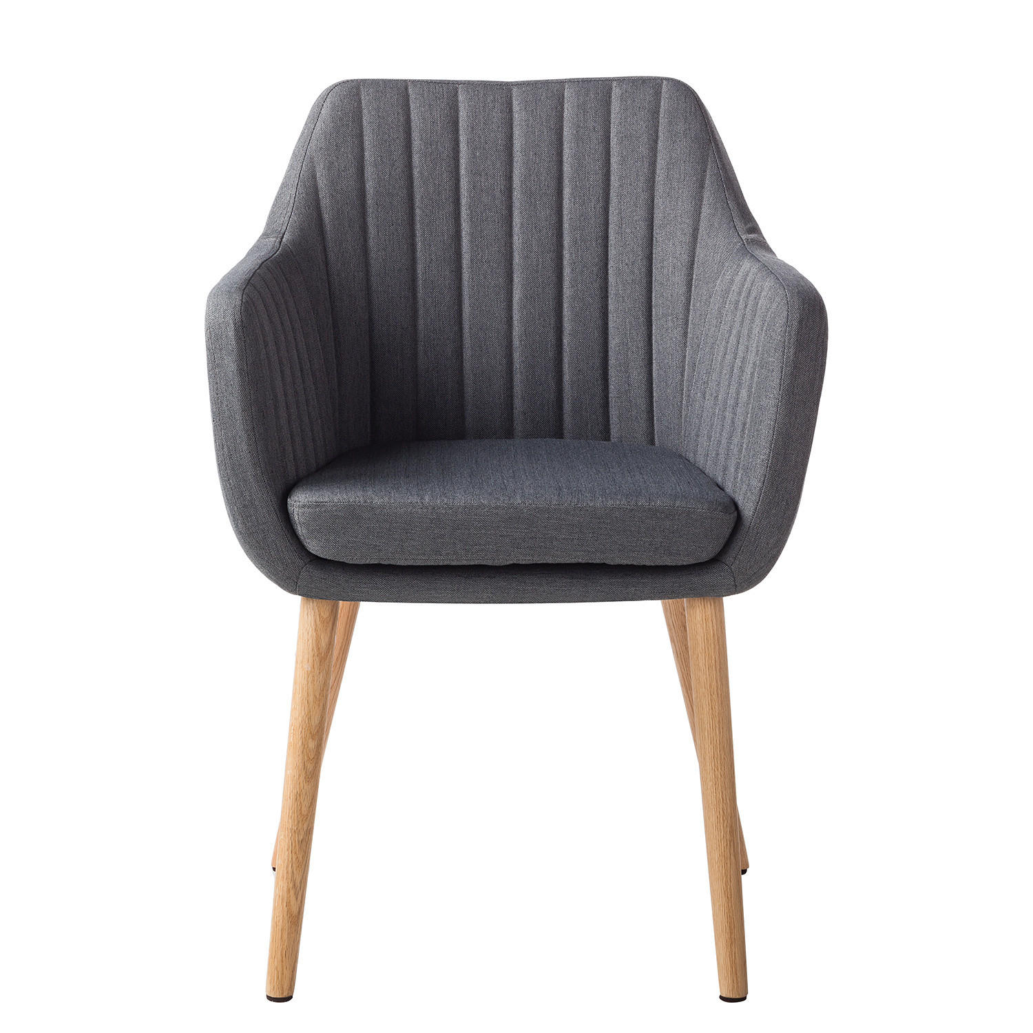 ARMLEHNENSTUHL - Webstoff / Eiche massiv - Dunkelgrau, Textil (58/84/60cm) - home24