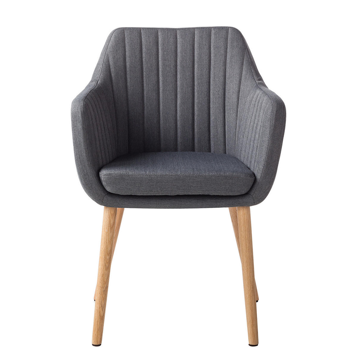 ARMLEHNENSTUHL - Webstoff / Eiche massiv - Dunkelgrau, Textil (62/84/60cm) - home24