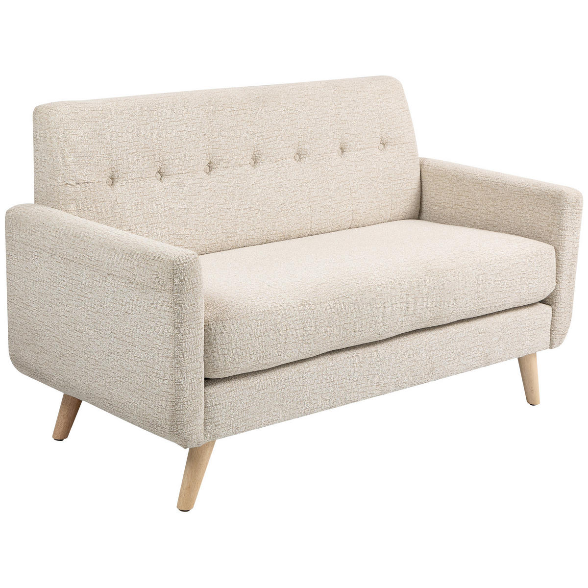 ZWEISITZER-SOFA DE-06534 komfortabel, Knopfheftung Beige - Beige, Holzwerkstoff/Textil (134/82/71cm) - ComfortXL