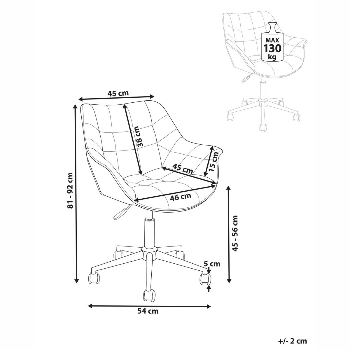 SCHREIBTISCHSTUHL Marineblau Labelle - Blau, Textil (54/81/54cm) - Beliani
