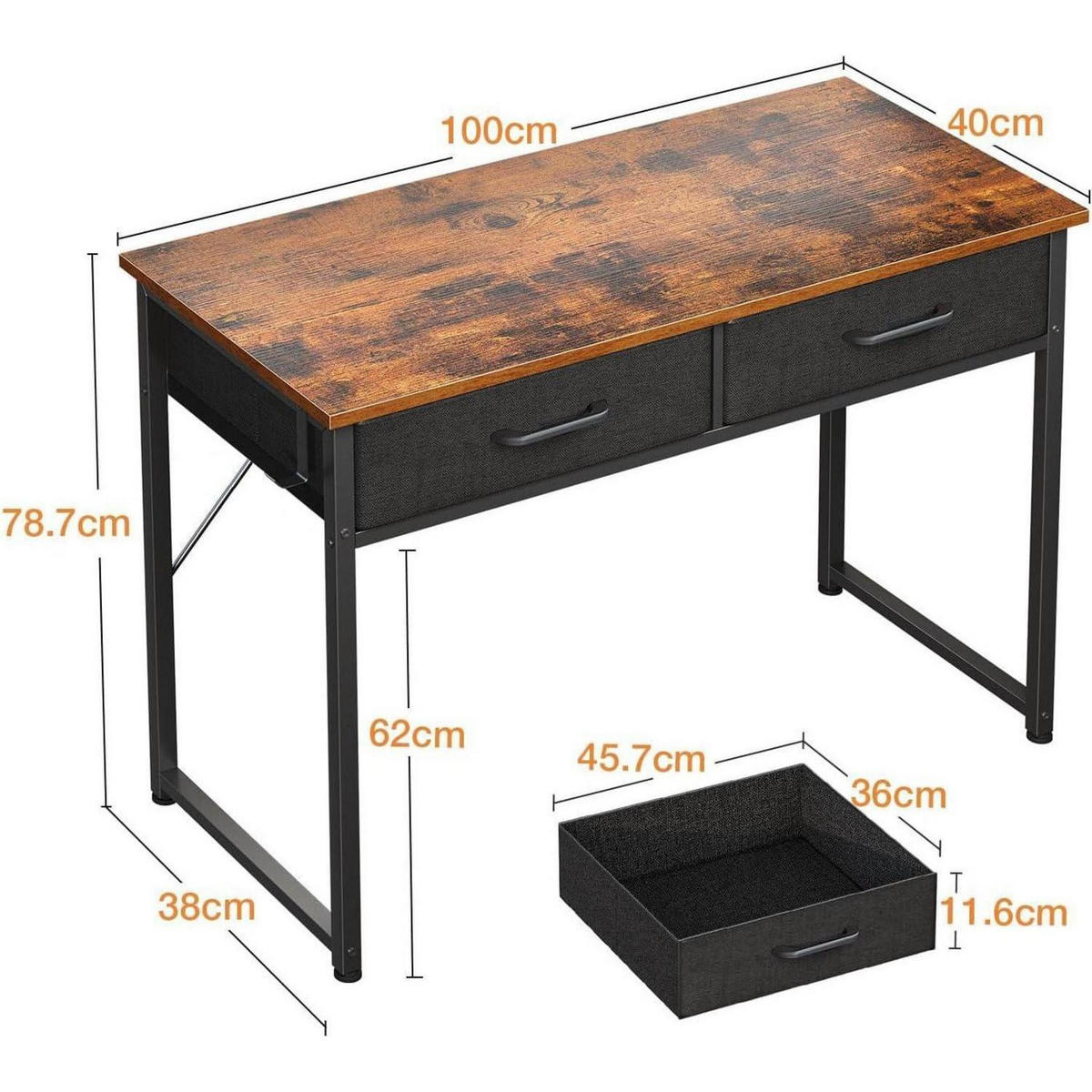 SCHREIBTISCH mit 2 Schubladen 100 x 40 x 78.7 cm Braun - Braun, Holzwerkstoff (100/40/78.7cm)