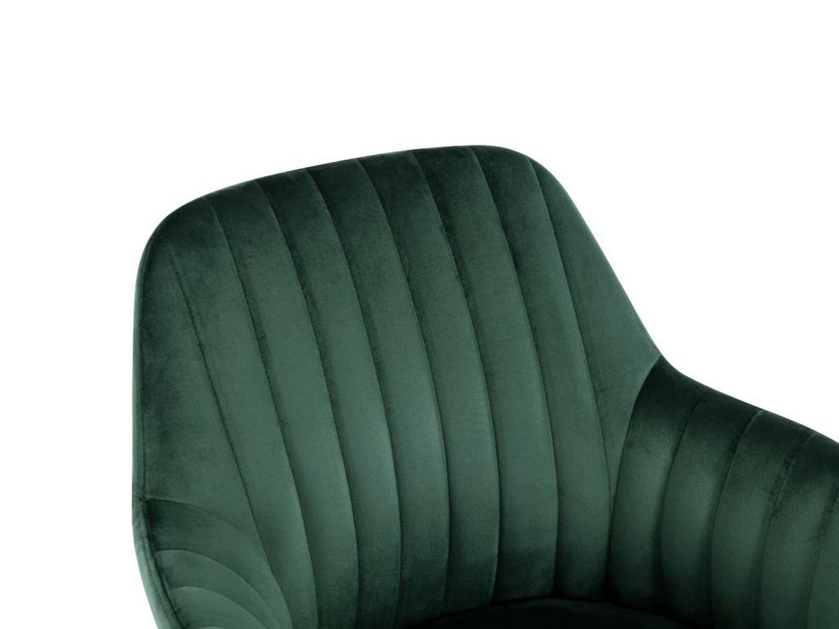 STUHL mit Armlehnen - Samt & Metall in Holzoptik - Dunkelgrün - ELEANA - Grün, Textil (58/85/56cm) - Vente-Unique