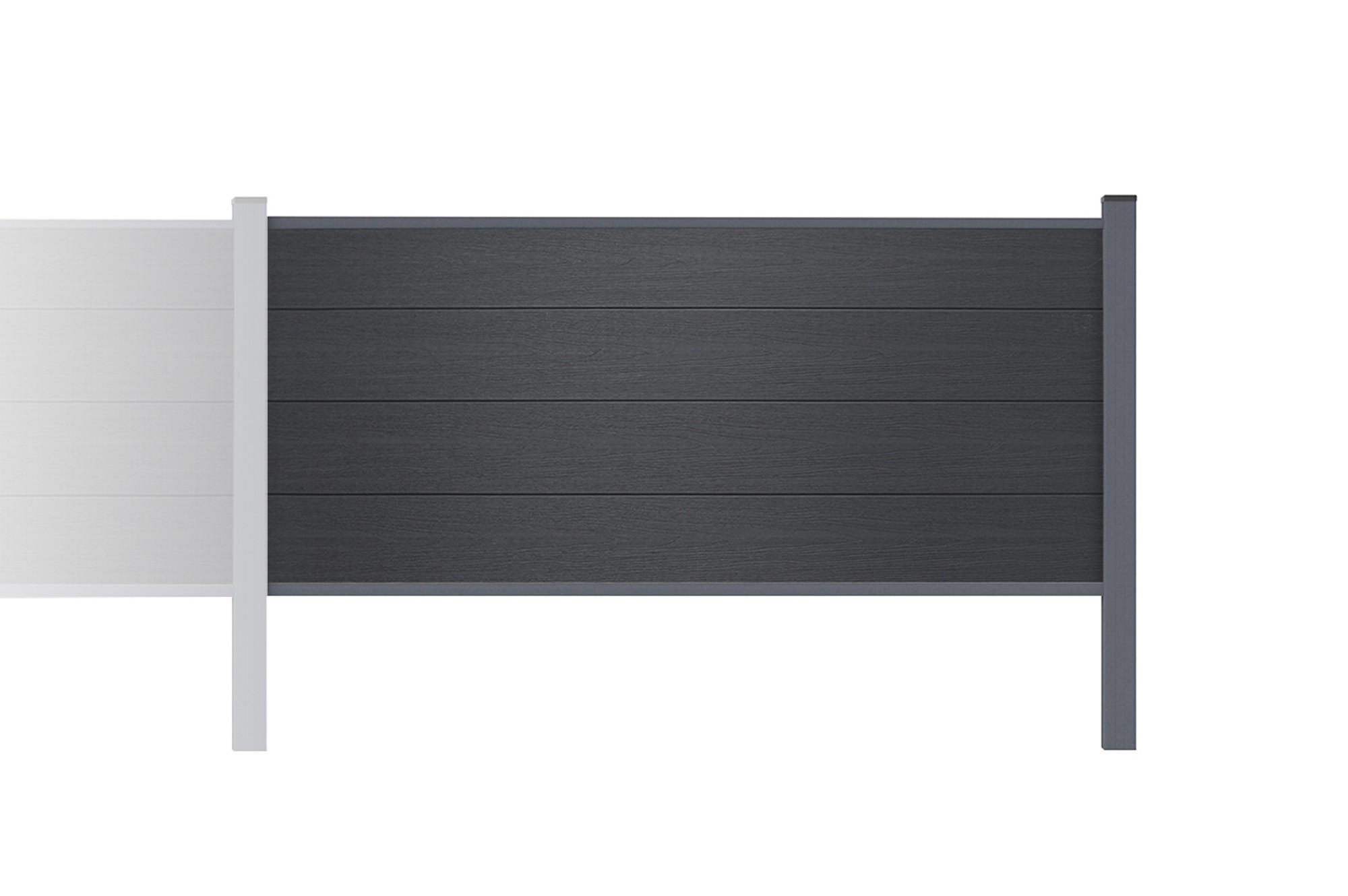 ERWEITERUNGSSET für Verbundzaun 2 m STOCKHORN H. 90 cm zum Einbetonieren, grau - Grau, Holzwerkstoff (200/90cm) - Casanoov