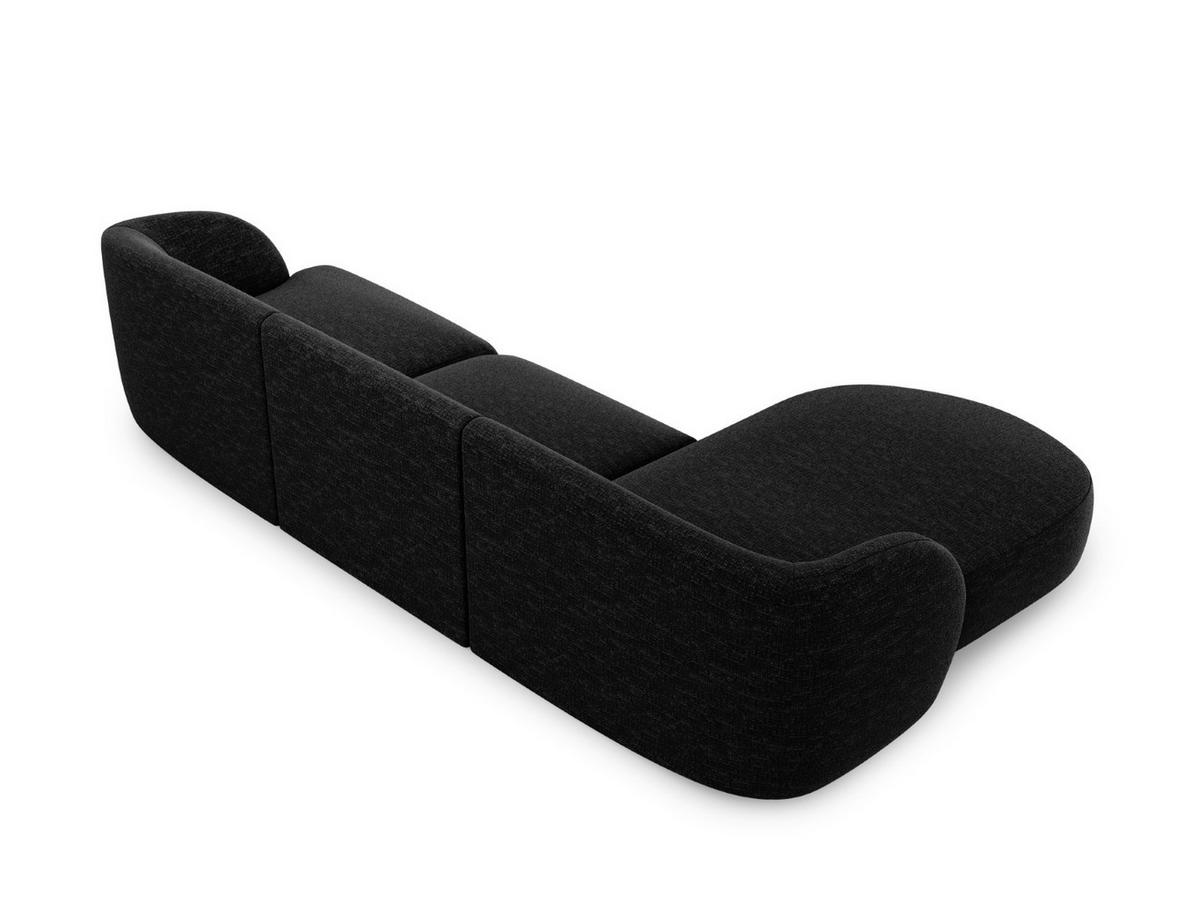 ECKSOFA links Miley aus Chenille-Stoff schwarz 4 Sitzplätze - Schwarz, Textil (156/255cm) - Micadoni