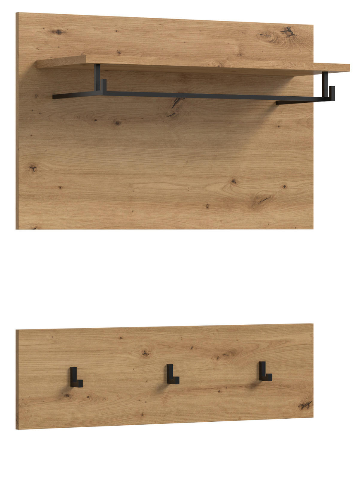 GARDEROBENPANEEL Eiche Artisan, Wandgarderobe Set 2-teilig 80 cm - Eiche Artisan, Holzwerkstoff (80/73/27cm) - Inn.Furn