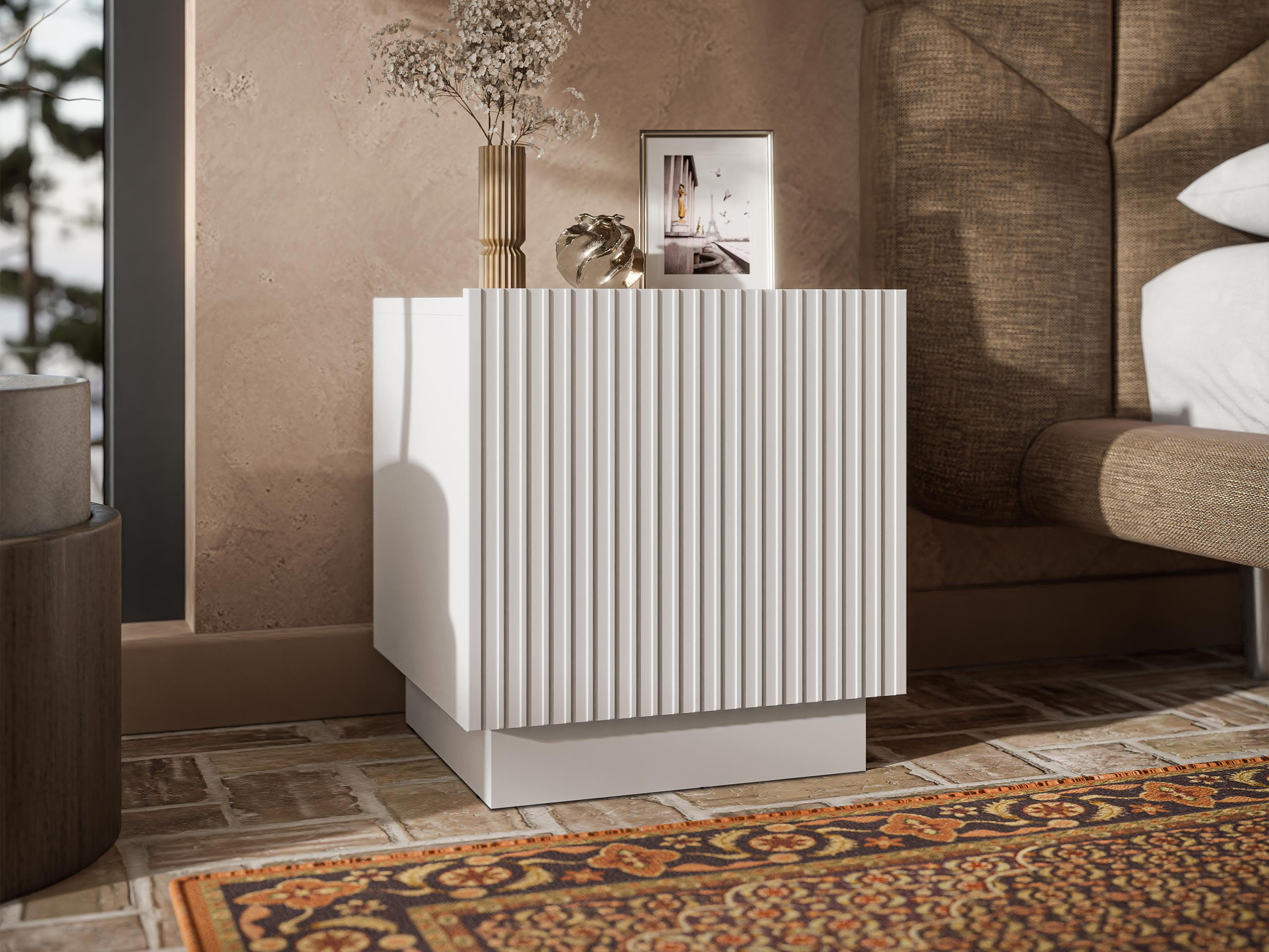 NACHTTISCH-SET Liverti 1D (2 Stück) - Kaschmir/Schwarz, Holzwerkstoff/Kunststoff (45/47/42cm) - MIRJAN24