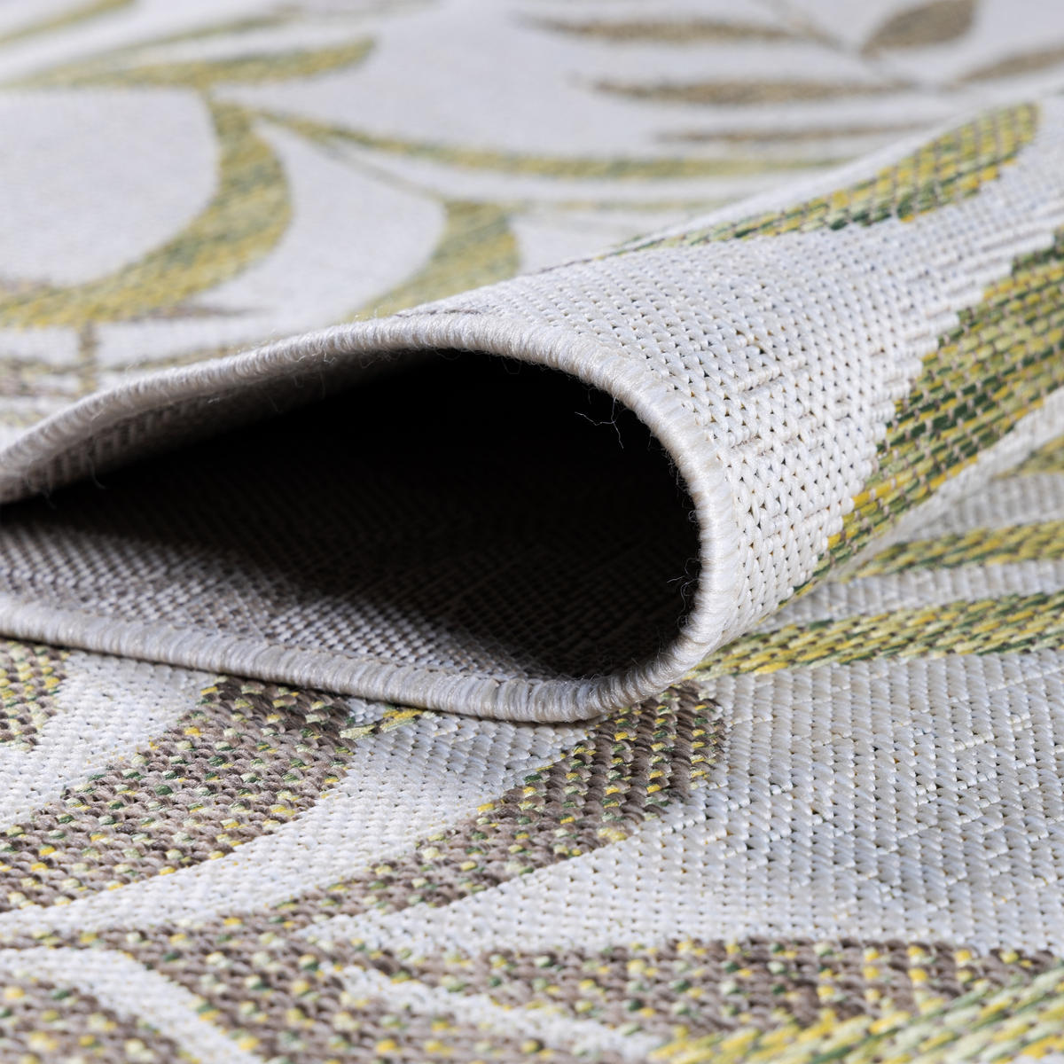 TEPPICH Outdoor Flachgewebe Palmenmotiv Polypropylen Terrasse Beige Rechteckig 140x200 - Beige, Textil (140/200cm) - KADIMA DESIGN
