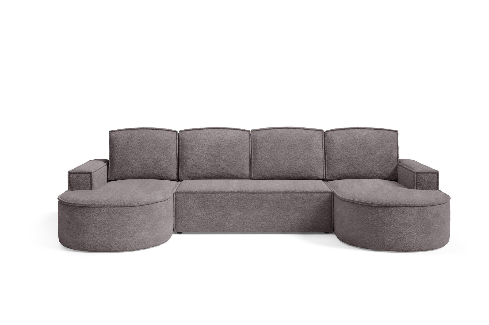 WOHNLANDSCHAFT Flow Grau, mit Schlaffunktion in Abriamo Stoff - Grau, Holzwerkstoff/Textil (316/88/157cm) - Bettso