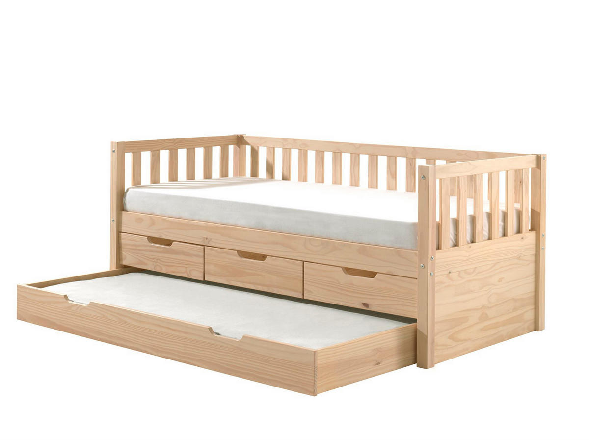 AUSZIEHBETT Karena 211x86x98 aus Massivholz in natur - Kieferfarben, Holz (90/200cm) - 58aufmkessel